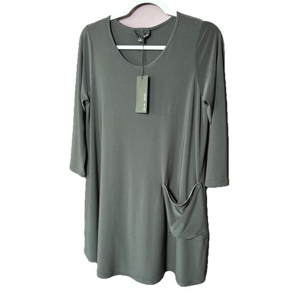 NEW Sun Kim Top Women Size Small Gray Minimalist Lagenlook Pullover Tunic - Picture 4 of 9